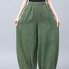 Vintage Chinese Style Summer Pure Cotton Faux Linen Women's Loose Tai Chi Pants Harem Long Lantern Pants Design