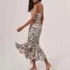 Europe and the United States Popular Internet Celebrity French Holiday Style Pure Desire Waist Slim Suspender Floral Fishtail Dress