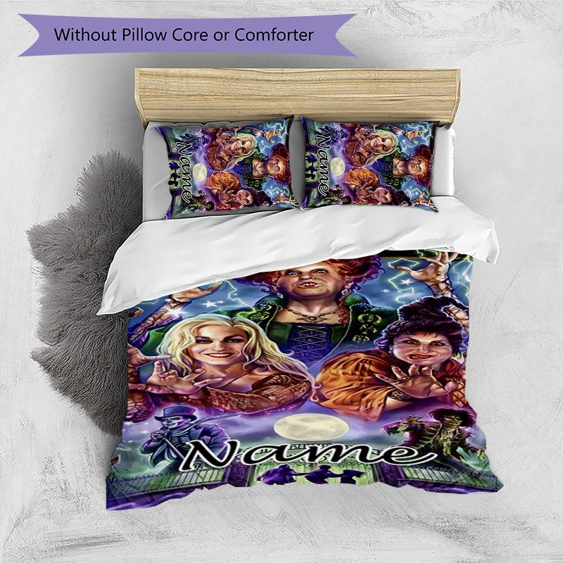 3pcs Hocus Pocus Cover Set - Personalized Name, HD Printed Bedding with 1 Cover and 2 Pillowcases - Perfect for Home Decor, Easy Care