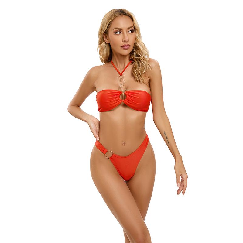 Stylish European & American Three-Piece Printed Bikini Swimsuit for Women