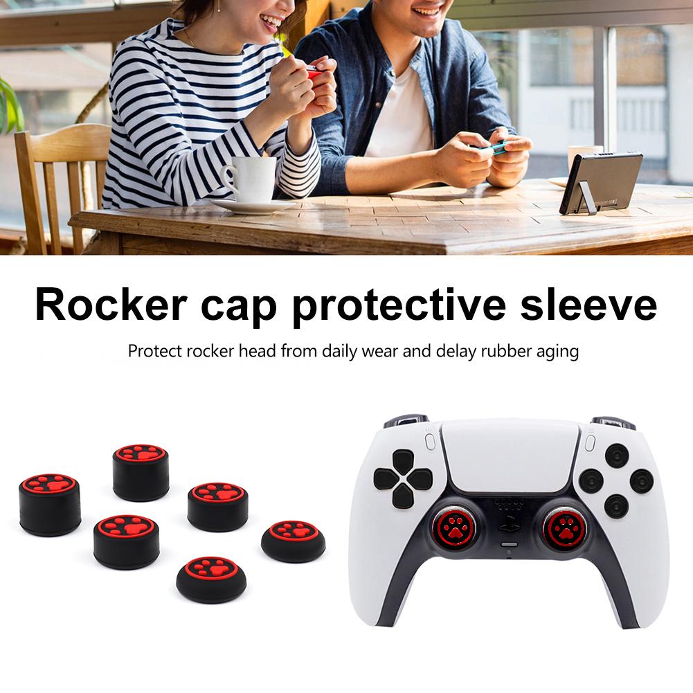 6pcs Protective Cover Anti Slip Silicone Thumbstick Grip Caps Cover Cat Paw Game Accessories for Switch Pro for PS4/XBOX ONE