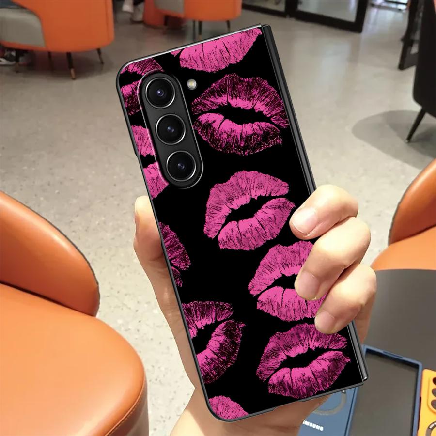 Creativity Lip Print Case for Samsung Galaxy ZFold6 ZFold7 ZFold3 ZFold4 Z Fold 7 6 5 4 3 ZFold5 Back Phone Cover