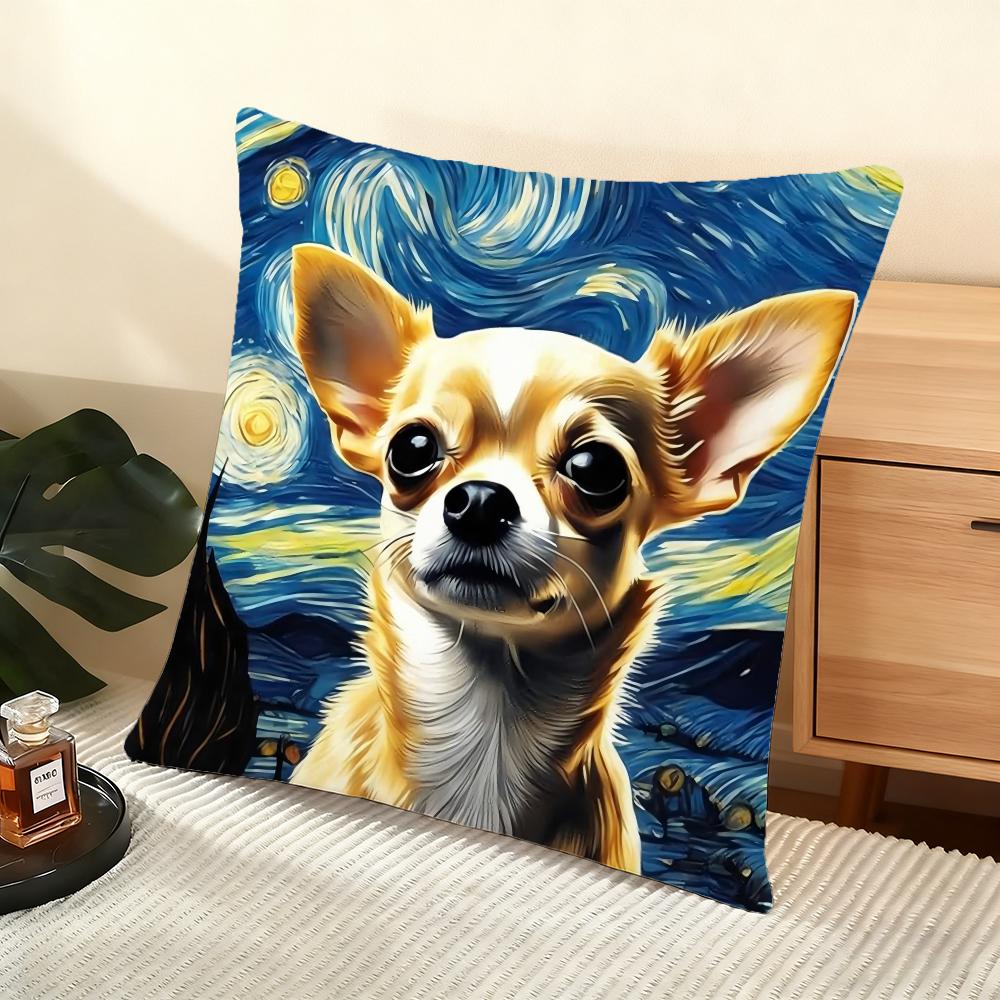 Catoon Starry Sky Dog Cushion Cover Soft Short Plush Pillow Cover Smooth Cozy Texture Aesthetic Cushion Case Home Decor
