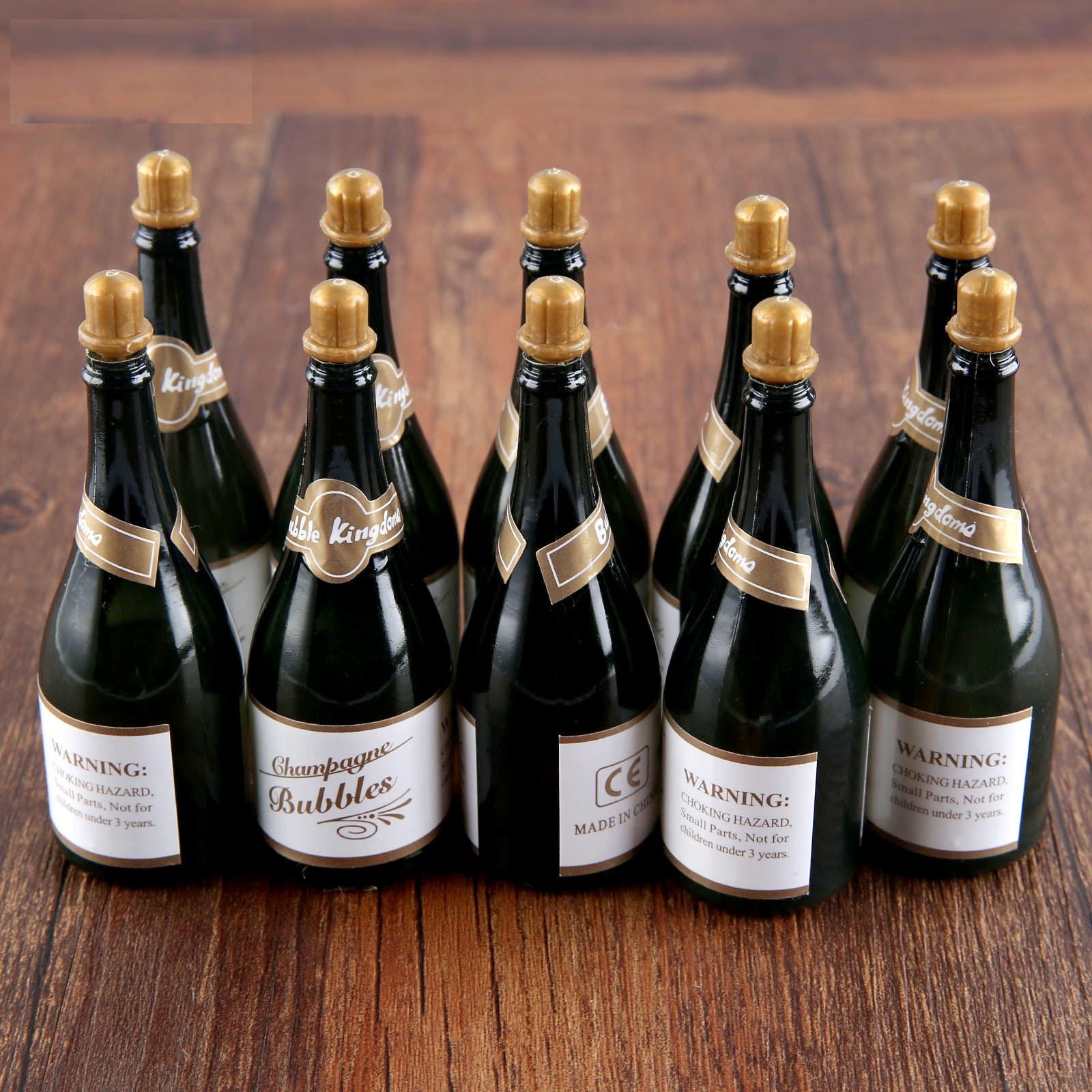 

10pcs Bubble Bottles Empty Plastic Champagne Bottle Shape Wedding Birthday Party Decor Blowing Bubble Self-filled Soapy Water чорний