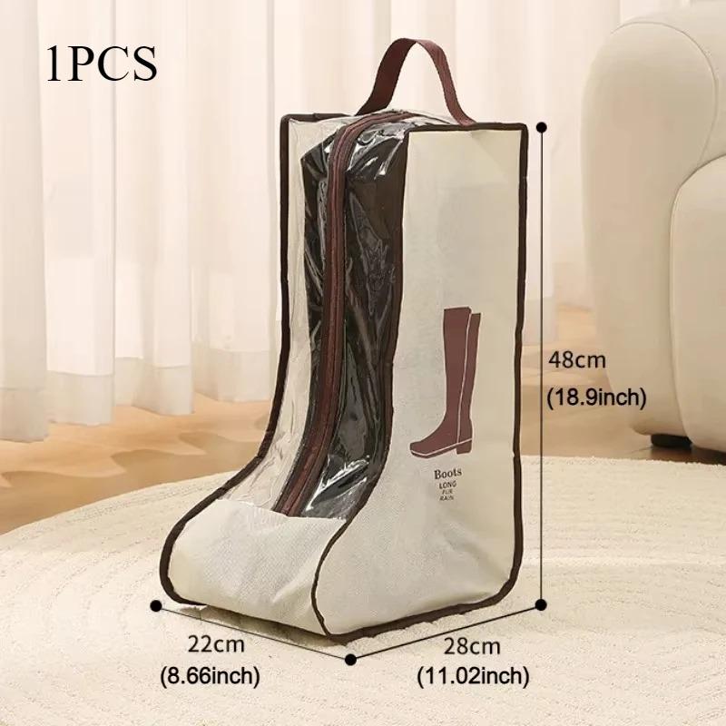 1pc/3pcs Portable Shoes Storage Bags Cover Long Riding Rain Boots Dustproof Organizer Waterproof Travel Zipper Pouch Accessories