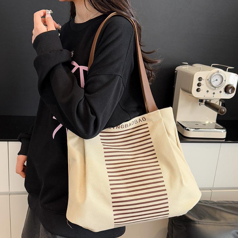 

Bag Large Capacity Women s Canvas Bag Work Commuter Letters Underarm Tote Bag Handle Shoulder Bag