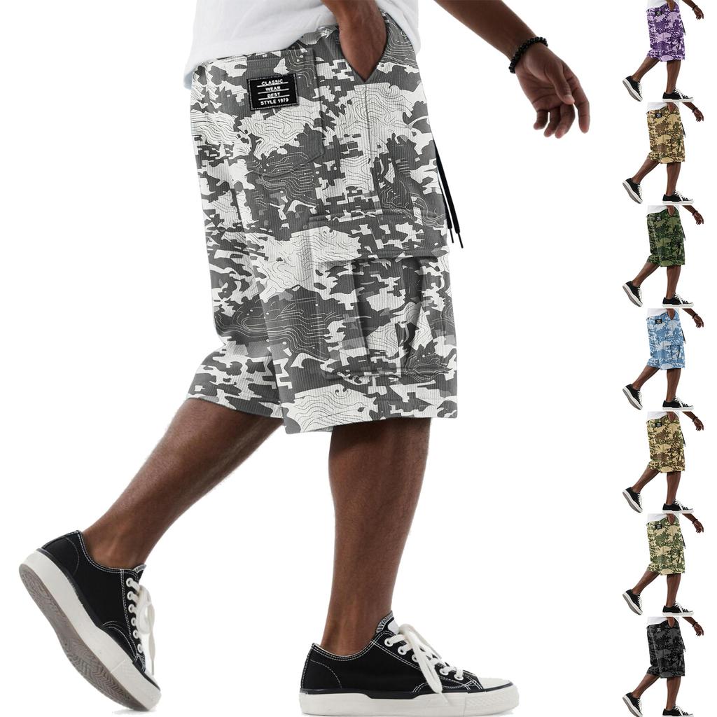 Men's Casual Print Drawstring Shorts with Pockets, 5 Inch Inseam