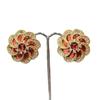 Medieval Earrings Vintage Court Style Drop Glaze Enamel Color Camellia Stud Earrings Plated 24k Gold