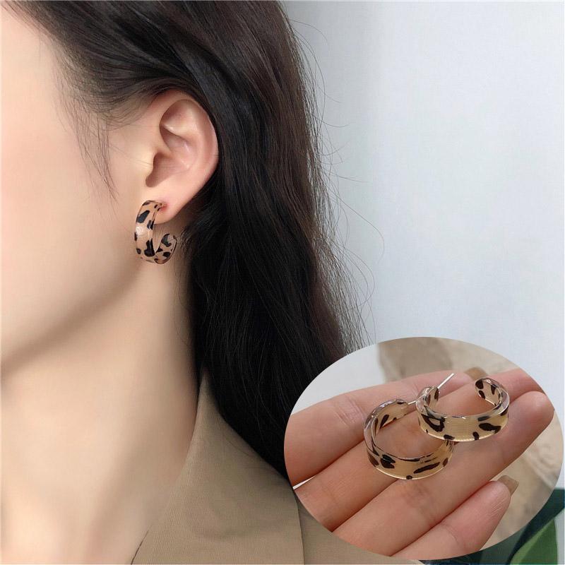 Korea Clear Acrylic Geometric C-shaped Hoop Earrings For Women Girls Trends Hanging Earrings Party Travel Jewelry Gifts