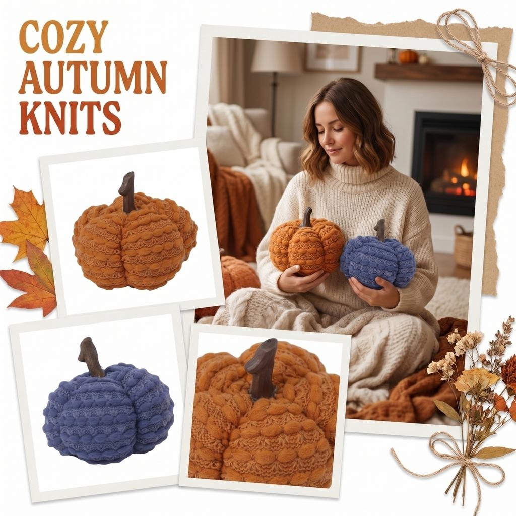 Textured Fabric Pumpkin Pillow Soft Plush Decorative Autumn Accent Home Decor Seasonal Ornament for Living Room Bedroom
