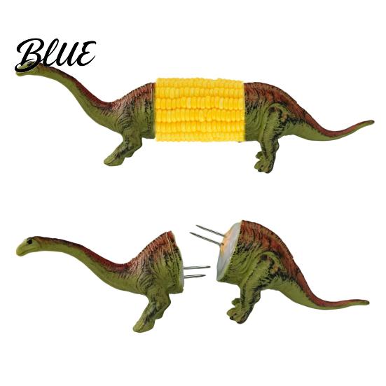 Eco-friendly Corn Fork Skewers with Holder Printed 3D Dinosaur Cob Fork Creative Stainless Shaped Holder Steel Forks Funny BBQ