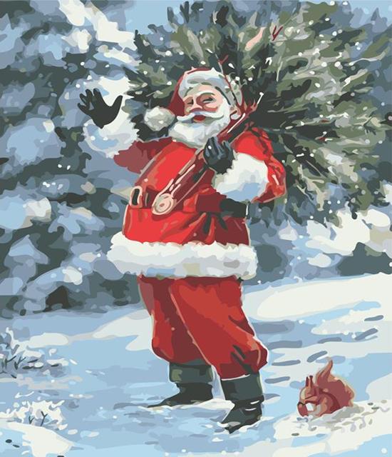 

Ruopoty 5D DIY картина по номерам Санта-Клаус настенная живопись ручная роспись уникальный подарок картина по номерам фигурка Рождественский подарок 40x50cm NO Frame