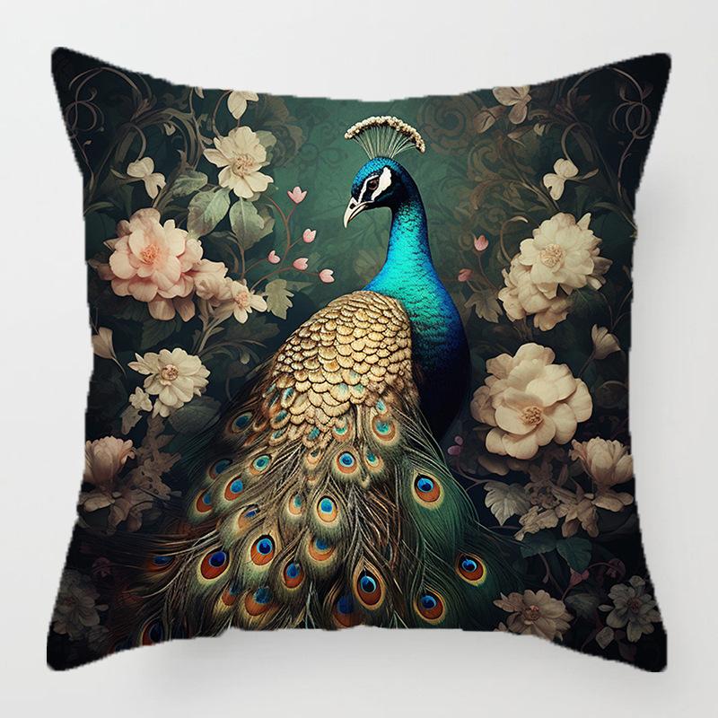 Heimdeko Pfau & Blumenmuster Dekorative Kissenhülle Muster Kissenbezug Geeignet für Sofa Schlafzimmer Auto Kissenbezug