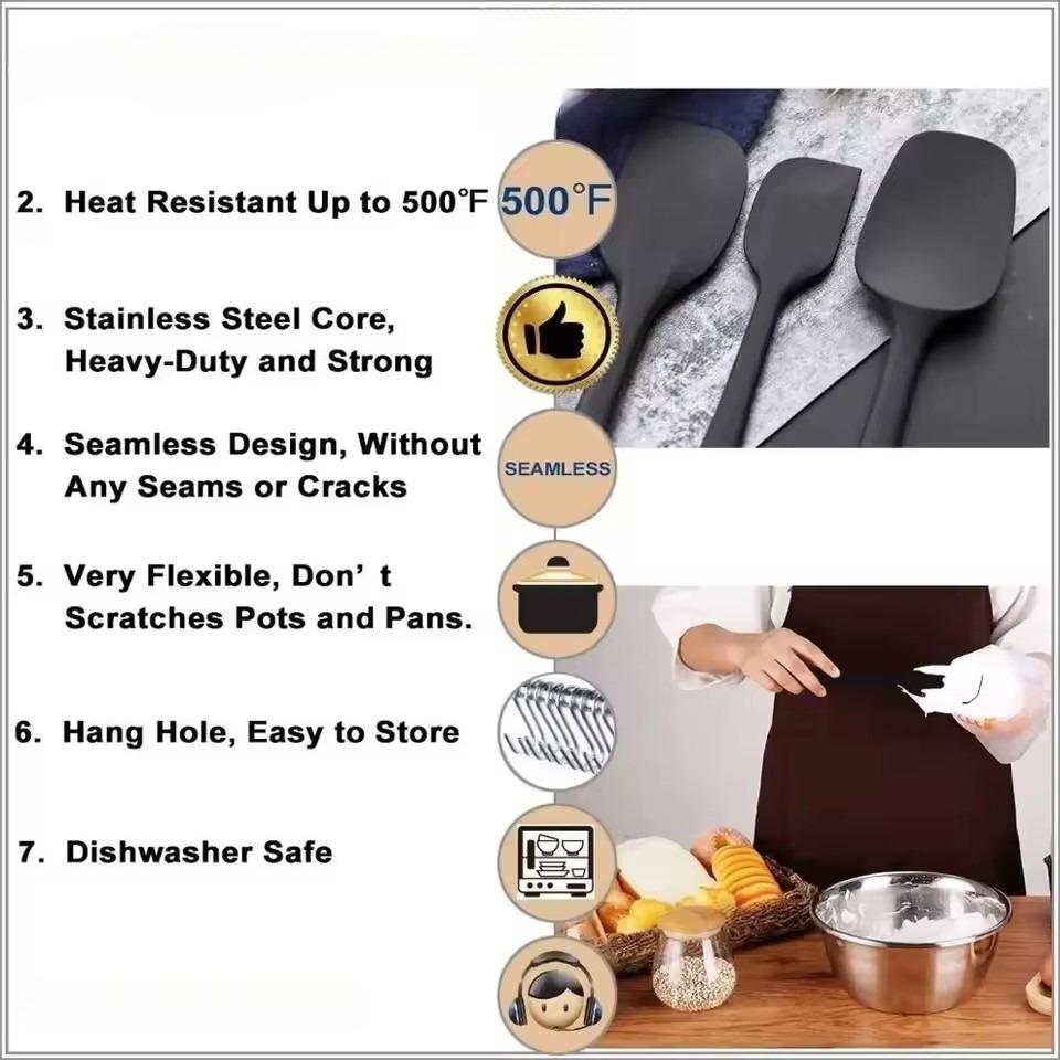 6 stykker silikonspatelsett matgodkjent non-stick varmebestandige spatler Turner for matlaging Baking Blanding Bakeverktøy