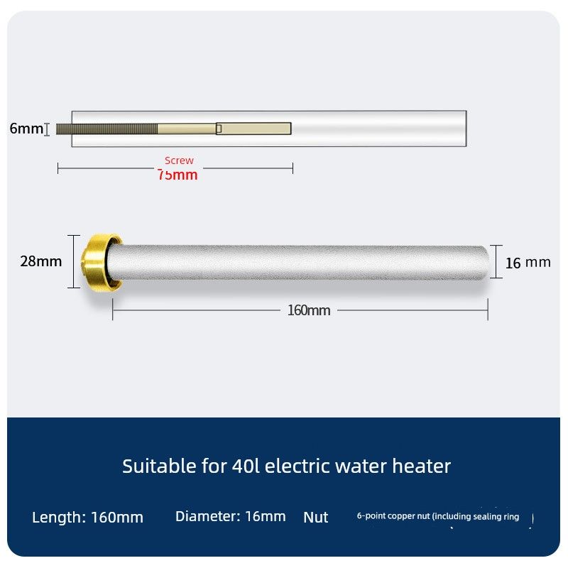 

Suitable for Changhong Electric Water Heater Magnesium Rod 40/50/60/80L Drain Port Accessories Cast Type Sacrificial Anode Rod [Suitable for 40L Water Heaters] + 3/4 Brass Nut