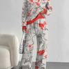 Tie-dye European, American Autumn and Winter 1116 Casual Long-sleeved Suit Women's Hooded Sweater Trousers Two-piece Flower Set