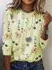 2023 European American Fashion Women Long Sleeve T-Shirt Floral Print Cross Border Trendy
