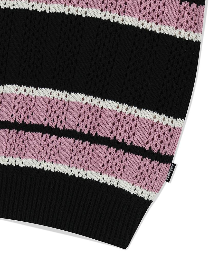MAHAGRID Mesh Stripe Knit Black(Mg2Fsmk611A)