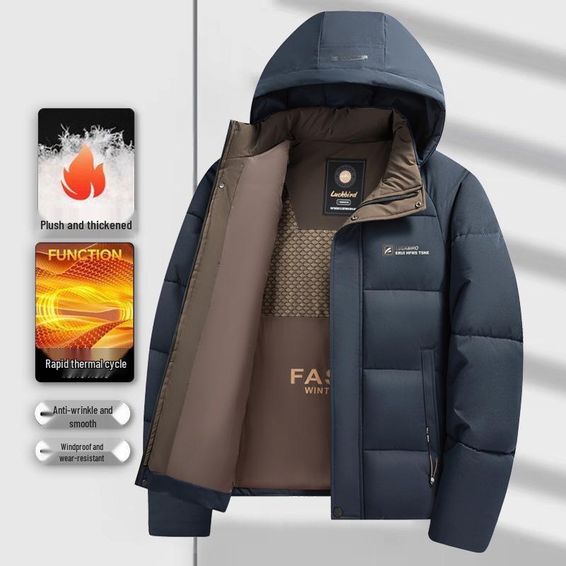 Men's Fleece-Lined Graphene Cotton Jacket, Warm Hooded and Cold-Resistant Winter Outerwear