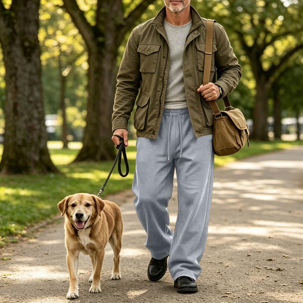 Men's Sweatpants Drawstring Straight Leg Loose Fit Joggers with Pockets for Casual and Athletic Wear