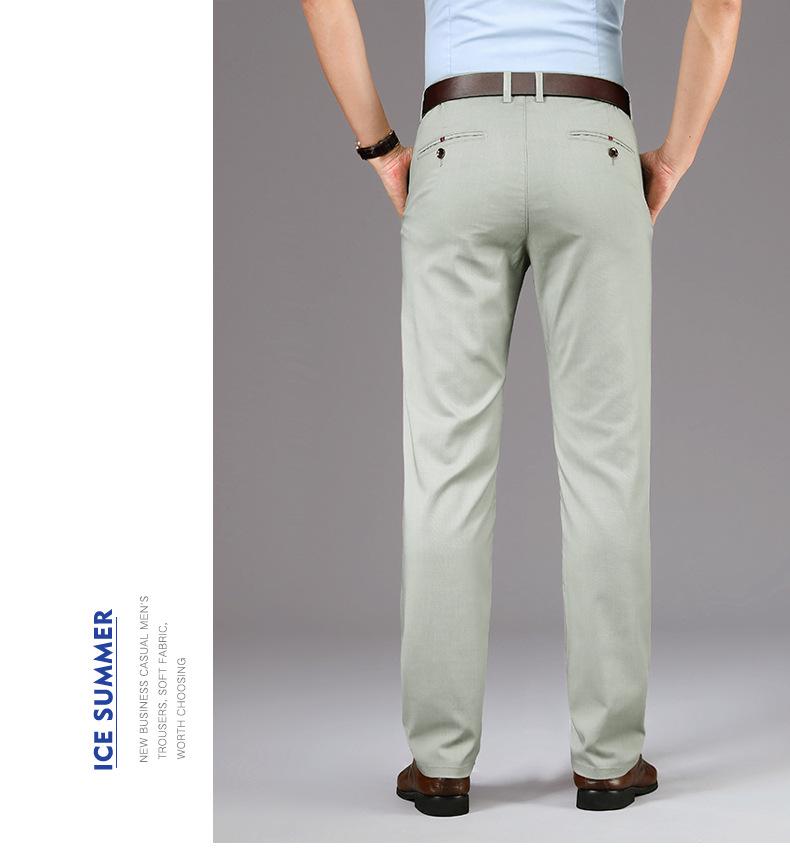 Men's Black Tencel-Modal Business Casual Pants - Loose, Straight, Anti-Wrinkle, Spring/Summer