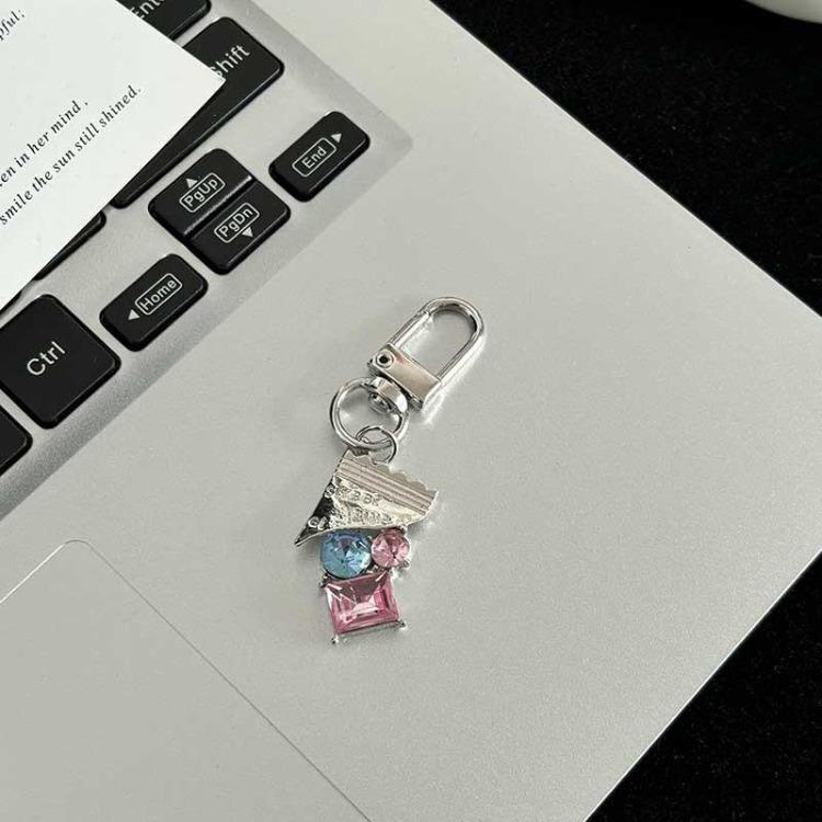 High-value Cool Black Cherry Color Diamond Sweetheart Candy Keychain Pendant Personality Trendy Cool Student School Bag Accessories