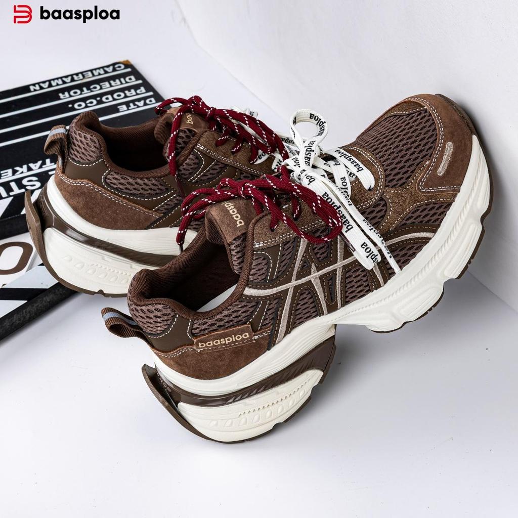 BAASPLOA Damen-Sportschuhe mit dicker Sohle, Laufschuhe aus Mesh, Freizeitschuhe, Wanderschuhe, Studentenschuhe, flache Schuhe, Tennisschuhe, atmungsaktiv