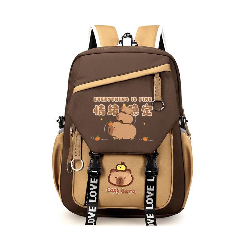 Kapibara Schoolbag Primary School Students Boys and Girls Large Capacity Cute Capybara Backpack Storage Bag Burden Reduction Backpack