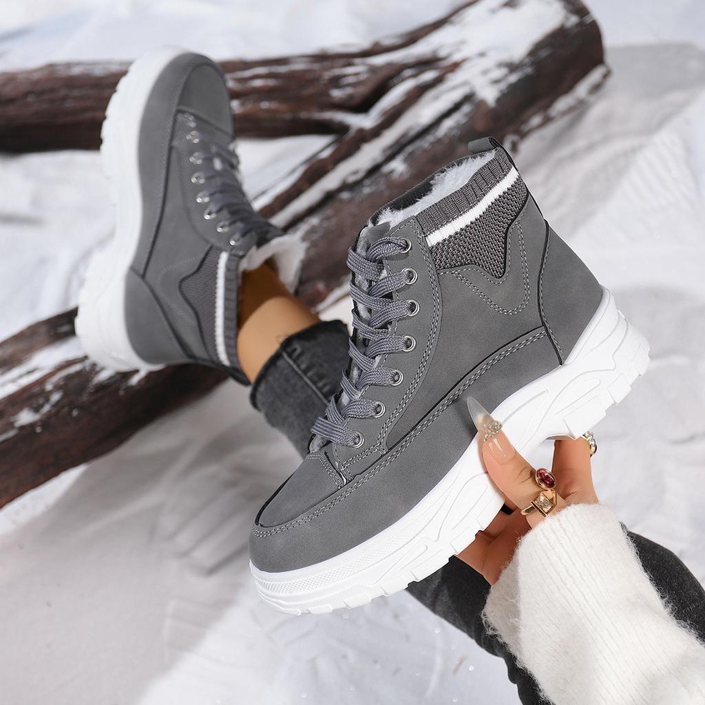 Women Casual Boots 2025 New Comfy Thick Sole Lace-up Lady Warm Ankle Boots Winter Lace Up Outdoor Women Shoes Zapatos De Mujer