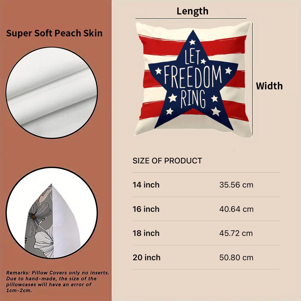 Independence Day Patriotic Pillow Cover American Flag Star Striped Freedom Let Freedom Ring Home Decorations Cushion Case Sofa