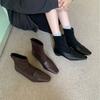 Autumn New Thick Heel Retro Splicing Boots Square Head Short Boots British Women's Boots