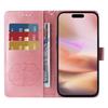 For iPhone 16 Plus Leather Case Butterfly Floral Imprint Wallet Stand Cover