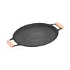 Plate with Ergonomic Wooden Handle. Conduction. Easy Cleaning. for Garden Parties, Indoor Kitchens,