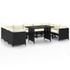 VidaXL Garden Furniture Set 10 Pcs with Cushions Wicker, Black