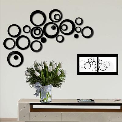 5PCS/Set Removable Home Decor TV Background Mural Round Decals 3D Circles Wall Stickers