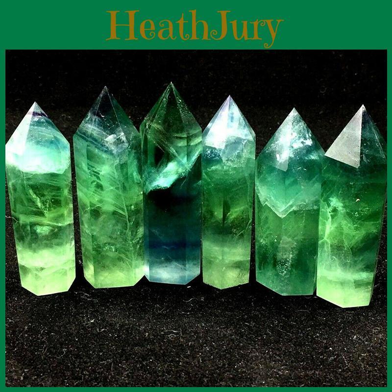 Elegant Natural Green Fluorite Quartz Hexagonal Wand For Focus Concentration And Reiki Practices