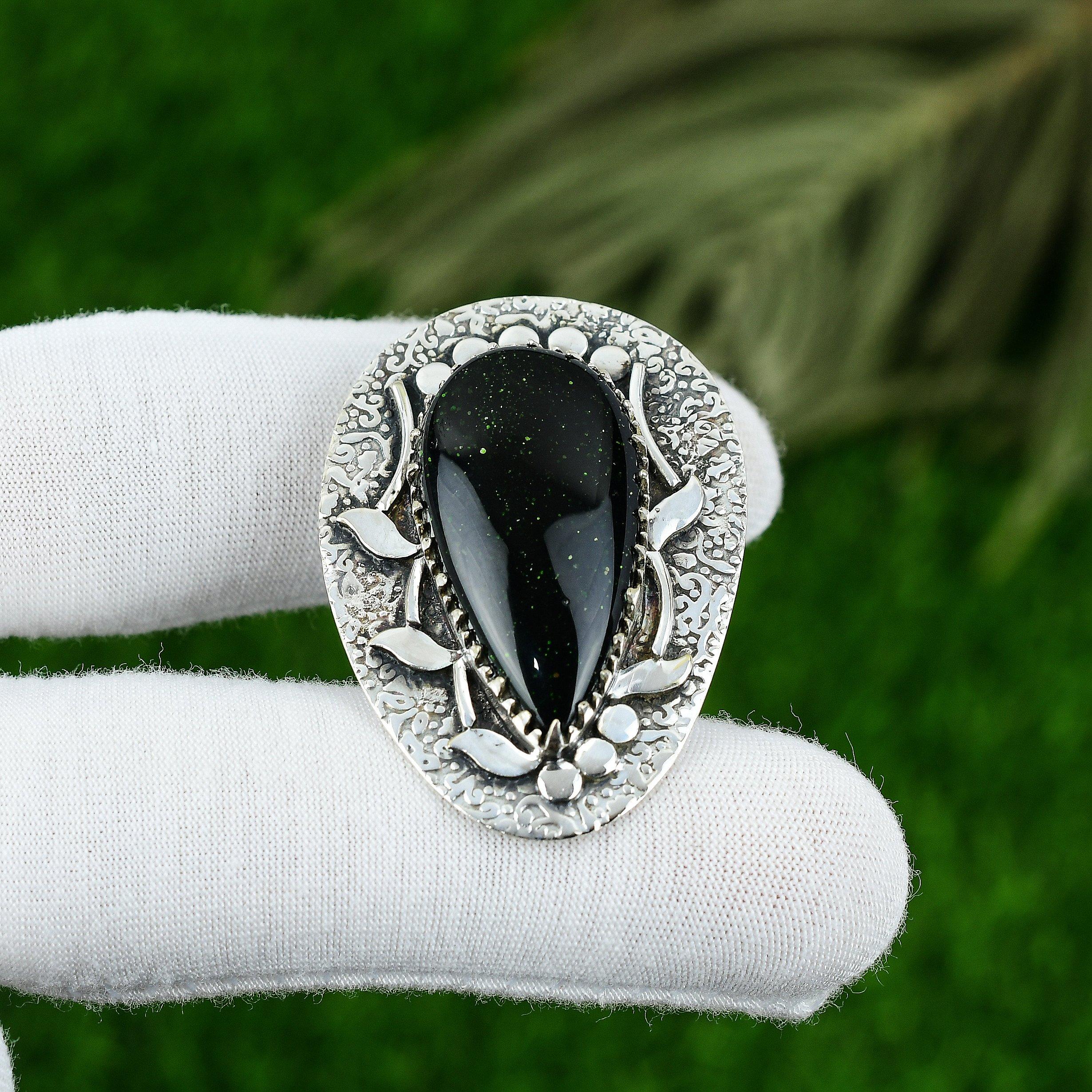 

Birthday Gift For Her Natural Green Sunstone Gemstone Pendant 925 Silver