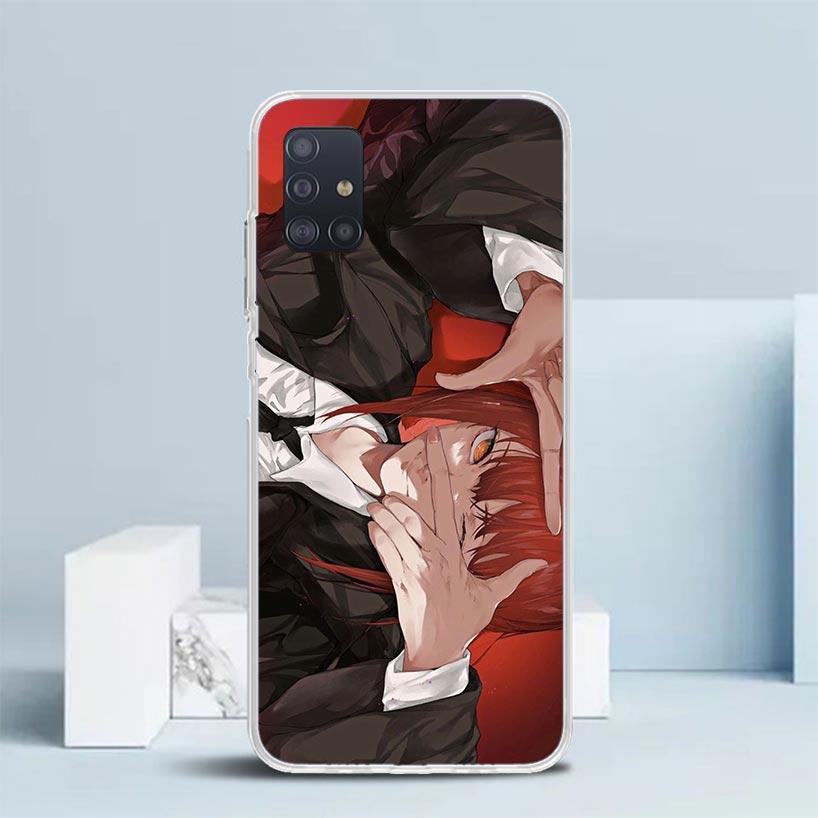 C-Chainsaw Mans Makima Soft Cover for Samsung Galaxy A12 A22 A32 A52 A72 A02S Phone Case Note 20 Ultra 10 S10 Plus A51 A71 A50S