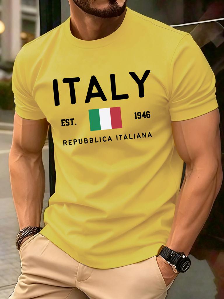 Italy Repubblica Italiana Print TShirts Men Fashion ONeck T Shirt Cotton Loose Clothing Male AllMatch Casual Streetwear