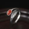Feather Crystal CopperRing Amazon Agate Gemstone South Red Agate European Trends Noble Banquet Gift Women Ladies