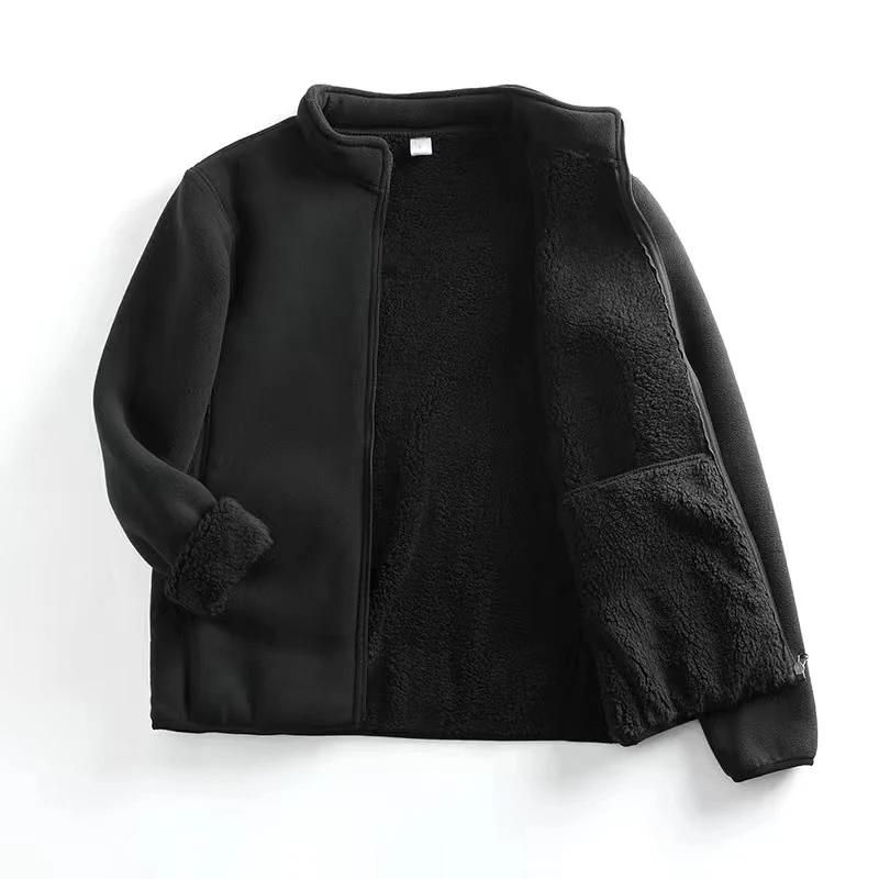 Coat for Women Fleece Thickened Plush Autumn Winter Double Layer Windbreaker Oversize Casual Zipper Jacket