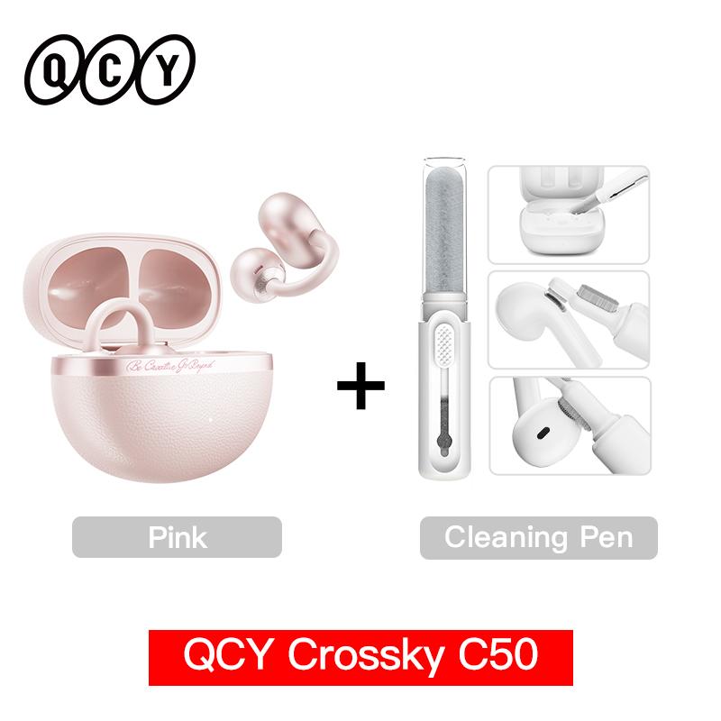 QCY Crossky C50 Open Ear Wireless Earbuds Bluetooth 6.0 Comfort Clip On Sports Earphone 4 Mic AI Clear Call Bass Boost Headphone 4