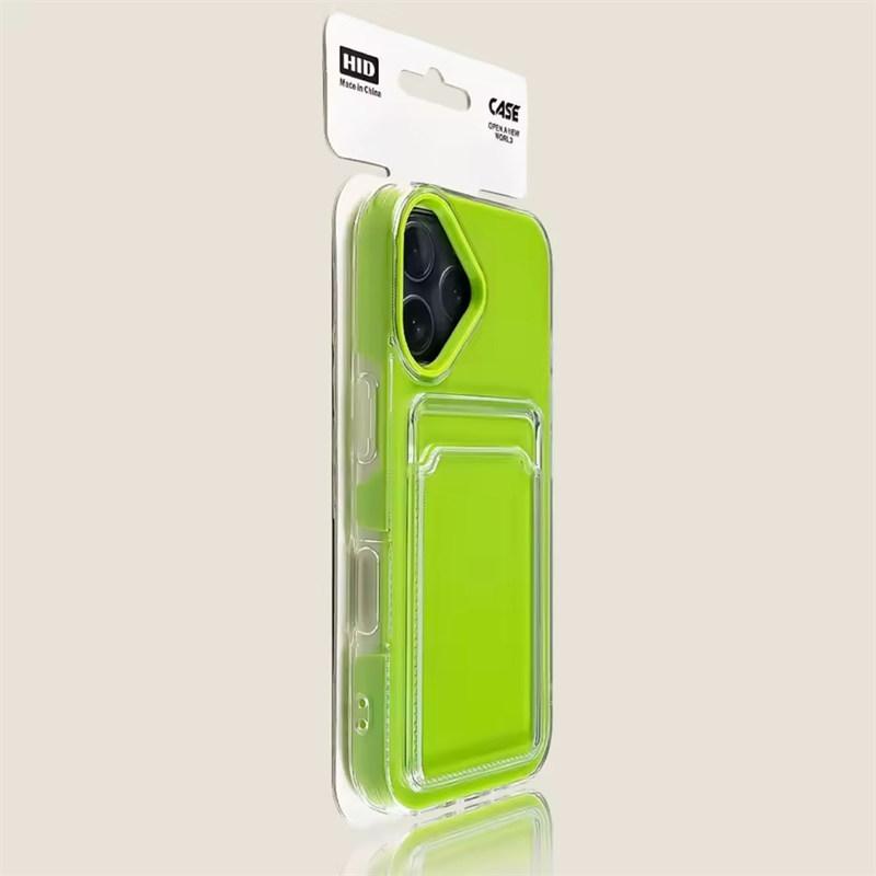 Candy Transparent Soft Silicone+PC Card Slot Case For iPhone 17 Air 16E 15 14 13 12 11 Pro Max Luxury Jelly Wallet Bumper Cover