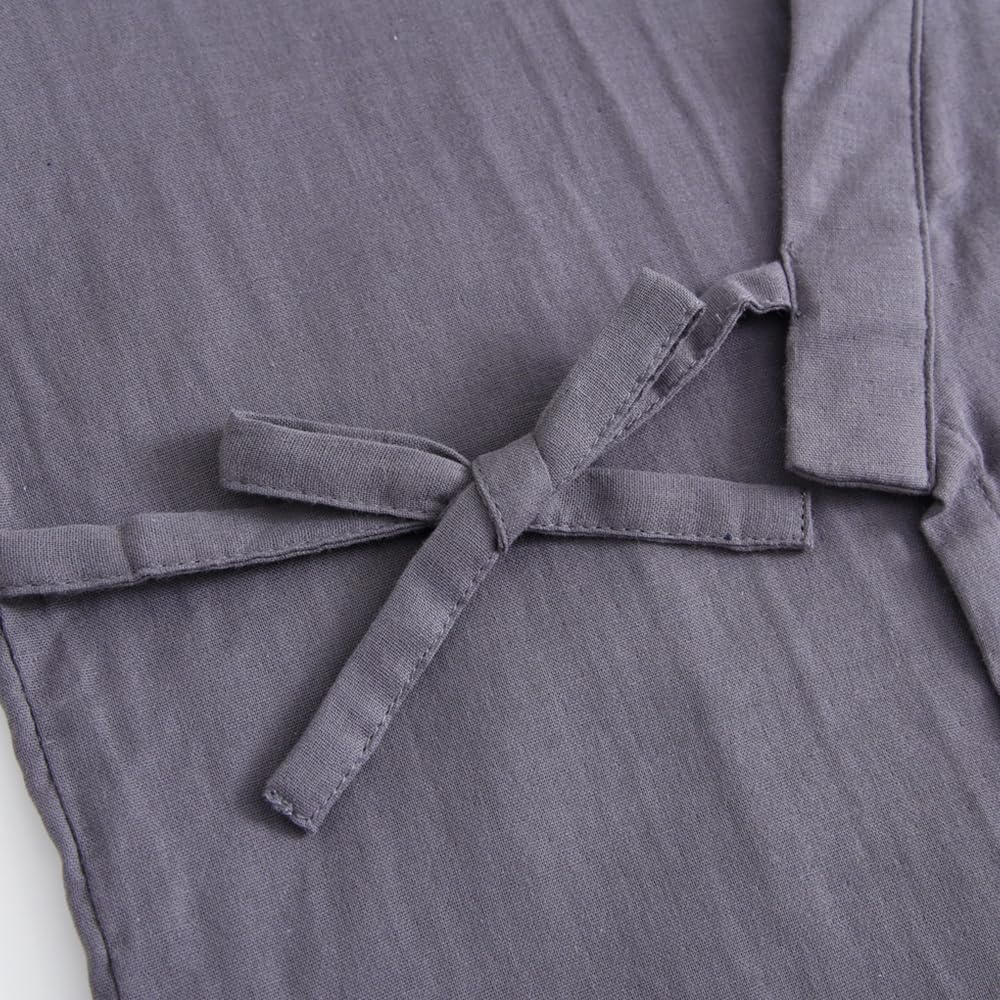 SISOFTLY Sleeve Jinbei Plain Double Gauze Set Washable Summer Kimono Samue Pajama Set [SISOFTLY] Men's 3/4 Spring/Summer Men's (Gray 03, XL)