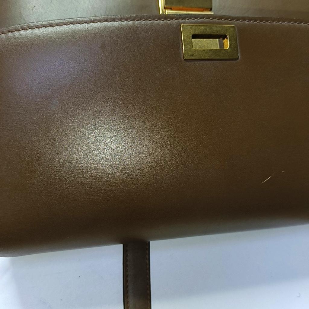 [Brugt] Klassisk Boks Guld Spænde Poleret Kalveskind Tofu Firkantet Crossbody Skuldertaske Mellem - Rimelig #1PD4JS8