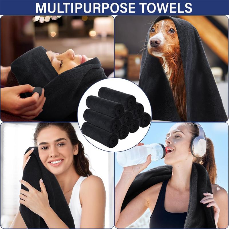5/2 Pcs Microfiber Salon Towels Black For Hair Stylist Bleach Proof Hair Towel For Home Hotel Beauty Salon