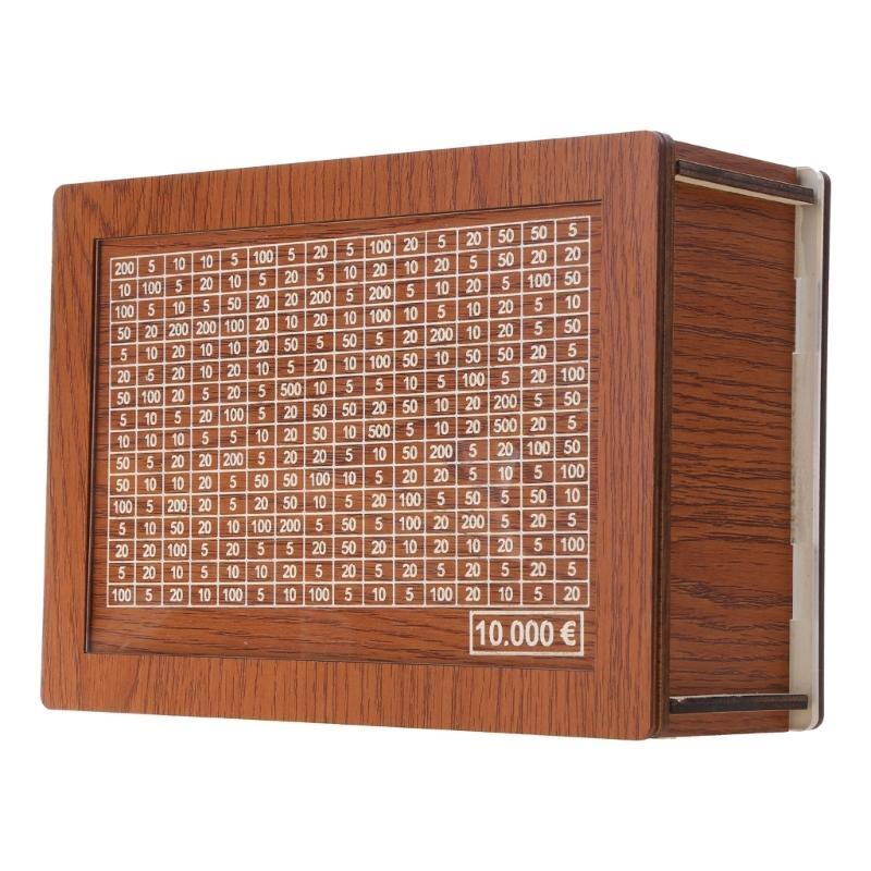 Wooden PiggyBanks Reusable Handmade Money Box PiggyBanks with Saving Goal Number