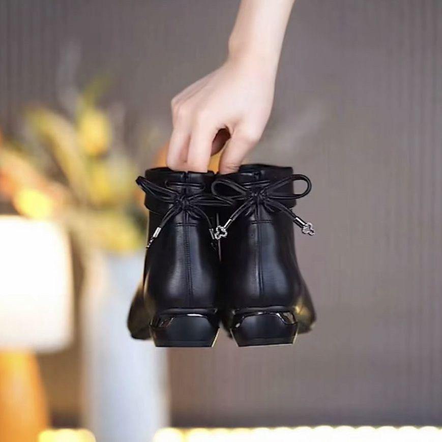 Women's Genuine Leather Ankle Boots - Low Heel, Round Toe, Warm Autumn/Winter Fashion for Moms