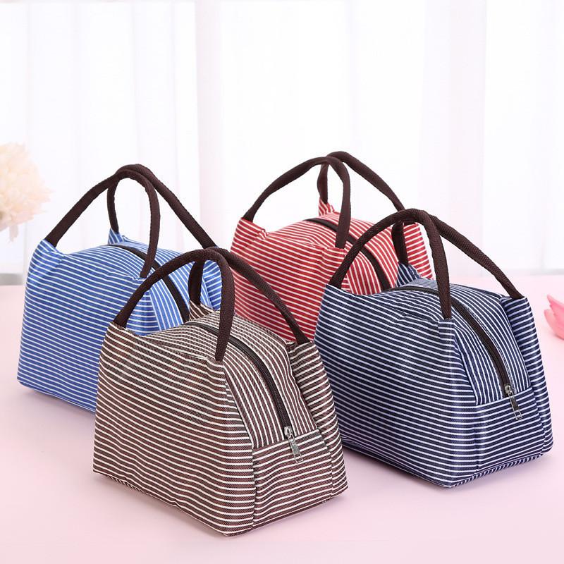 Factory Direct Sales Striped Design Insulated Lunch Bag Thermal Bag Cube Shape