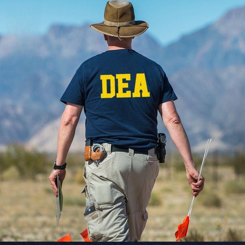 Military Tactics US DEA Agent Tactical Team Letter Pure Cotton Printed Outdoor Training T-shirt Short-sleeved Top